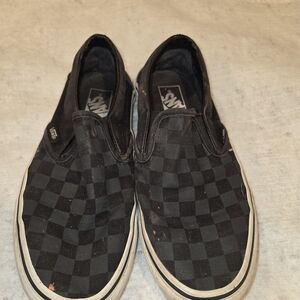 Vans Men's Black Checkered Slip-On Sneakers